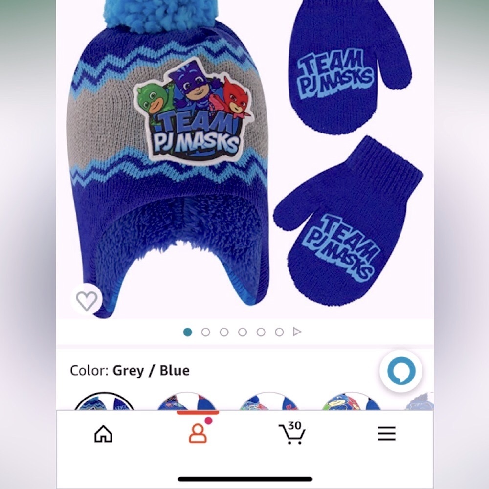Boys/girls toddler ages 2 to 4 PJ masks, hat and mittens